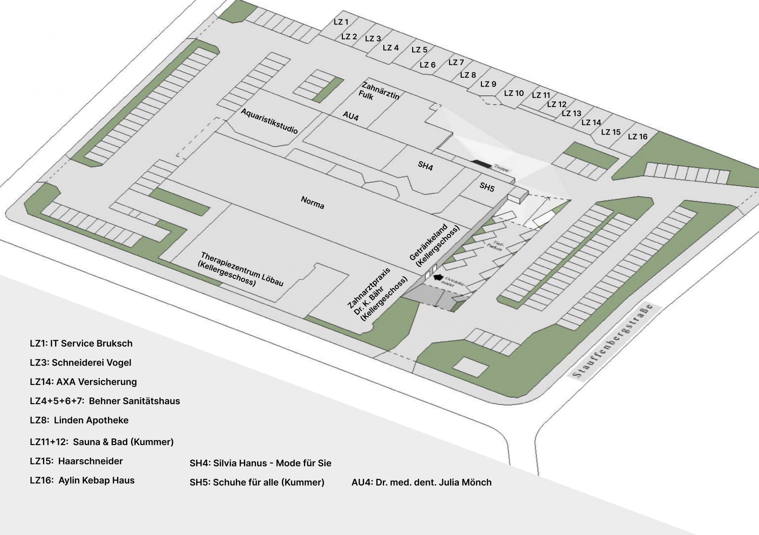 Lageplan Einkaufszentrum Löbau